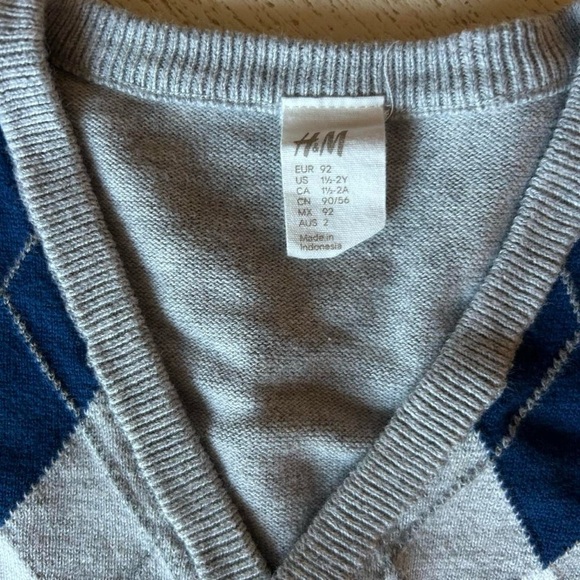 H&M Argyle Cardigan Button-Down Size 1 1/2 to 2 - - Picture 2 of 7